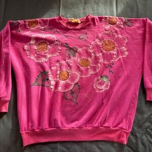 Floral Pink Crew Neck Sweater